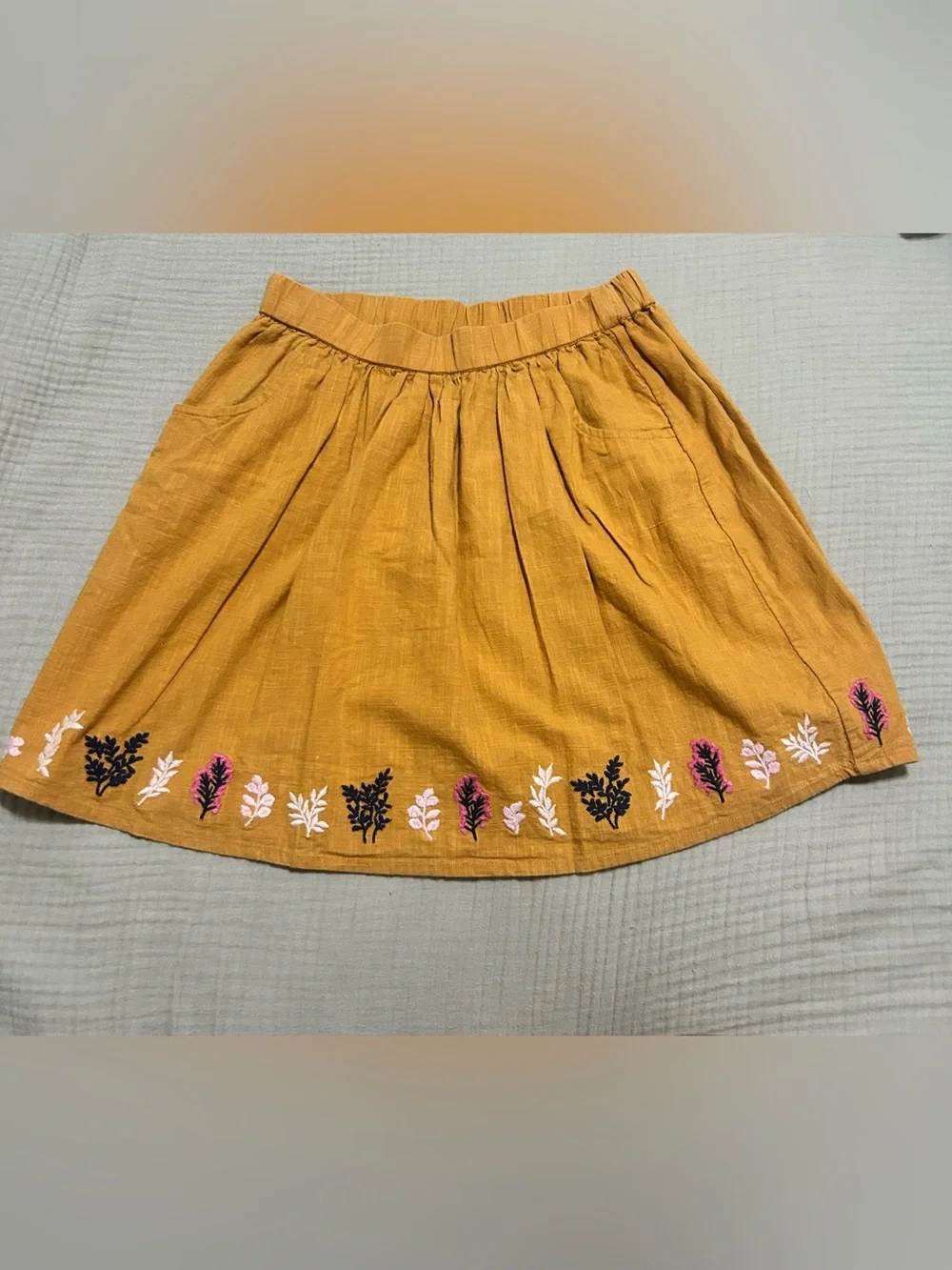 Garnet Hill Girls’ Embroidered Floral 100% Cotton Skirt